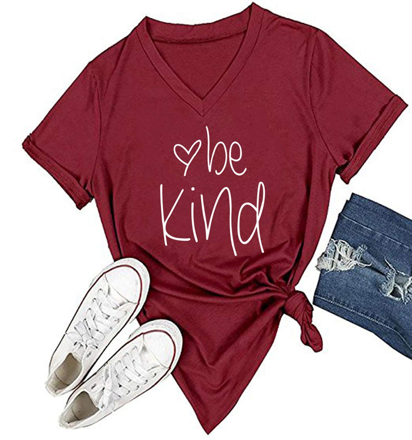 DANVOUY Womens T Shirt Casual Cotton Short Sleeve V-Neck Graphic T-Shirt Tops Tees