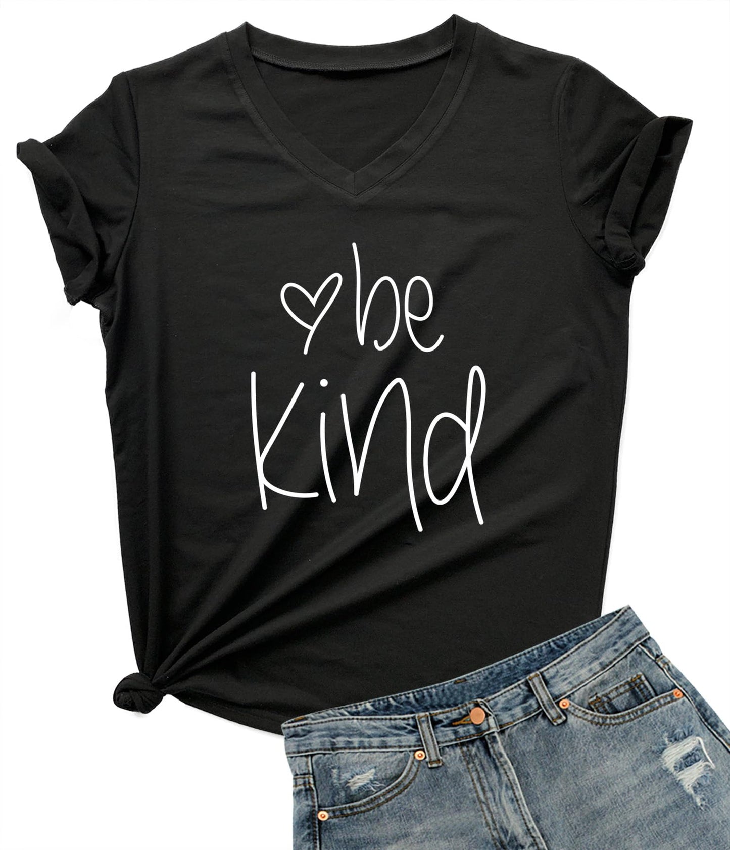 DANVOUY Womens T Shirt Casual Cotton Short Sleeve V-Neck Graphic T-Shirt Tops Tees