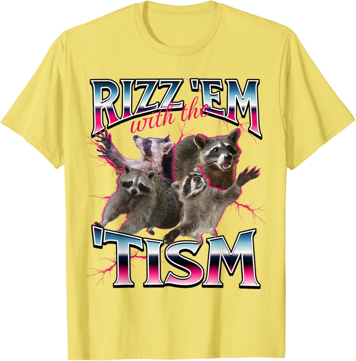 Autism Funny Rizz Em With The Tism Meme Autistic Racoon T-Shirt