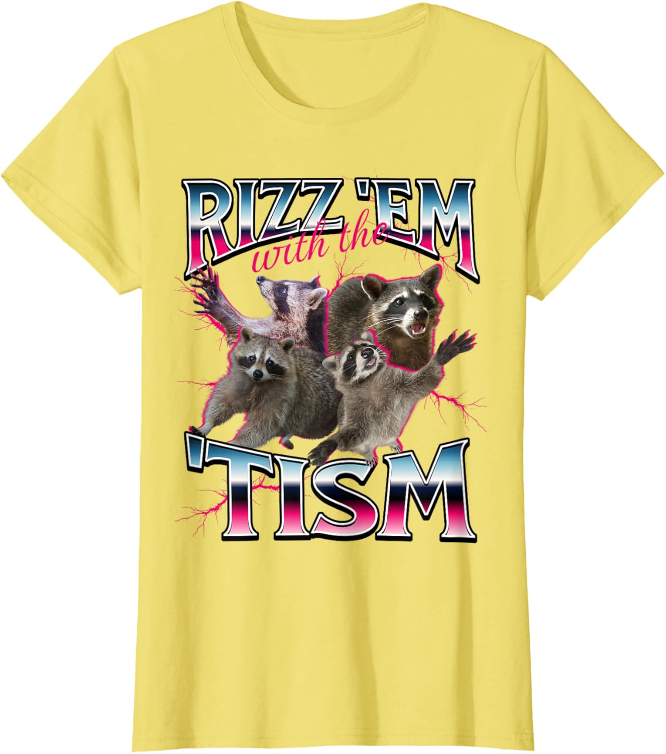 Autism Funny Rizz Em With The Tism Meme Autistic Racoon T-Shirt