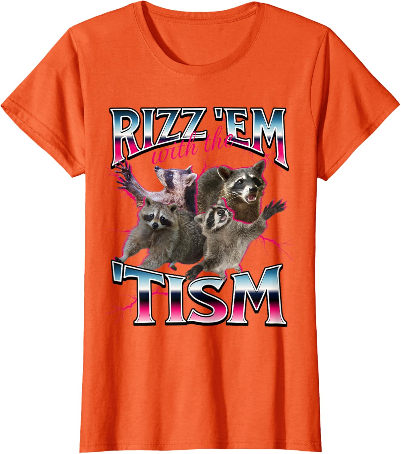 Autism Funny Rizz Em With The Tism Meme Autistic Racoon T-Shirt