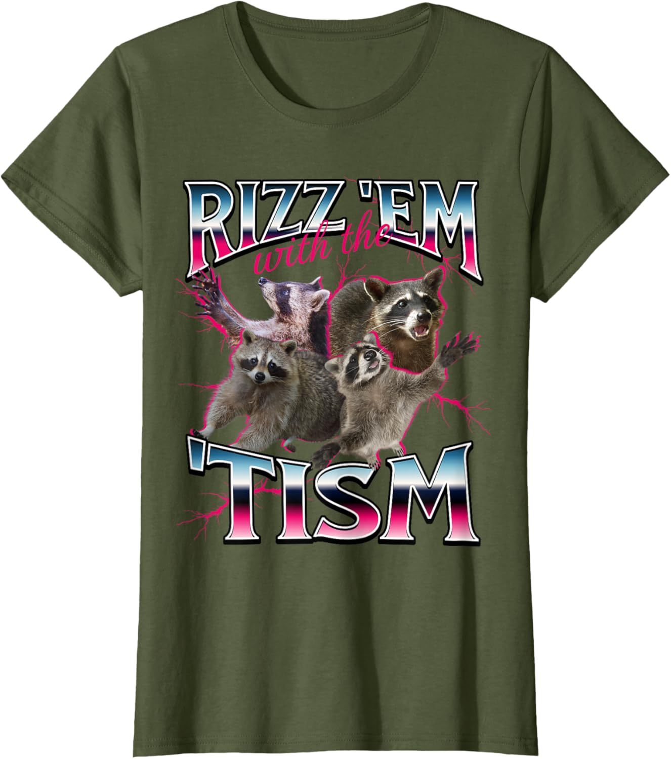 Autism Funny Rizz Em With The Tism Meme Autistic Racoon T-Shirt